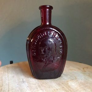 Vintage Benjamin Franklin Red Glass Perfume Bottle